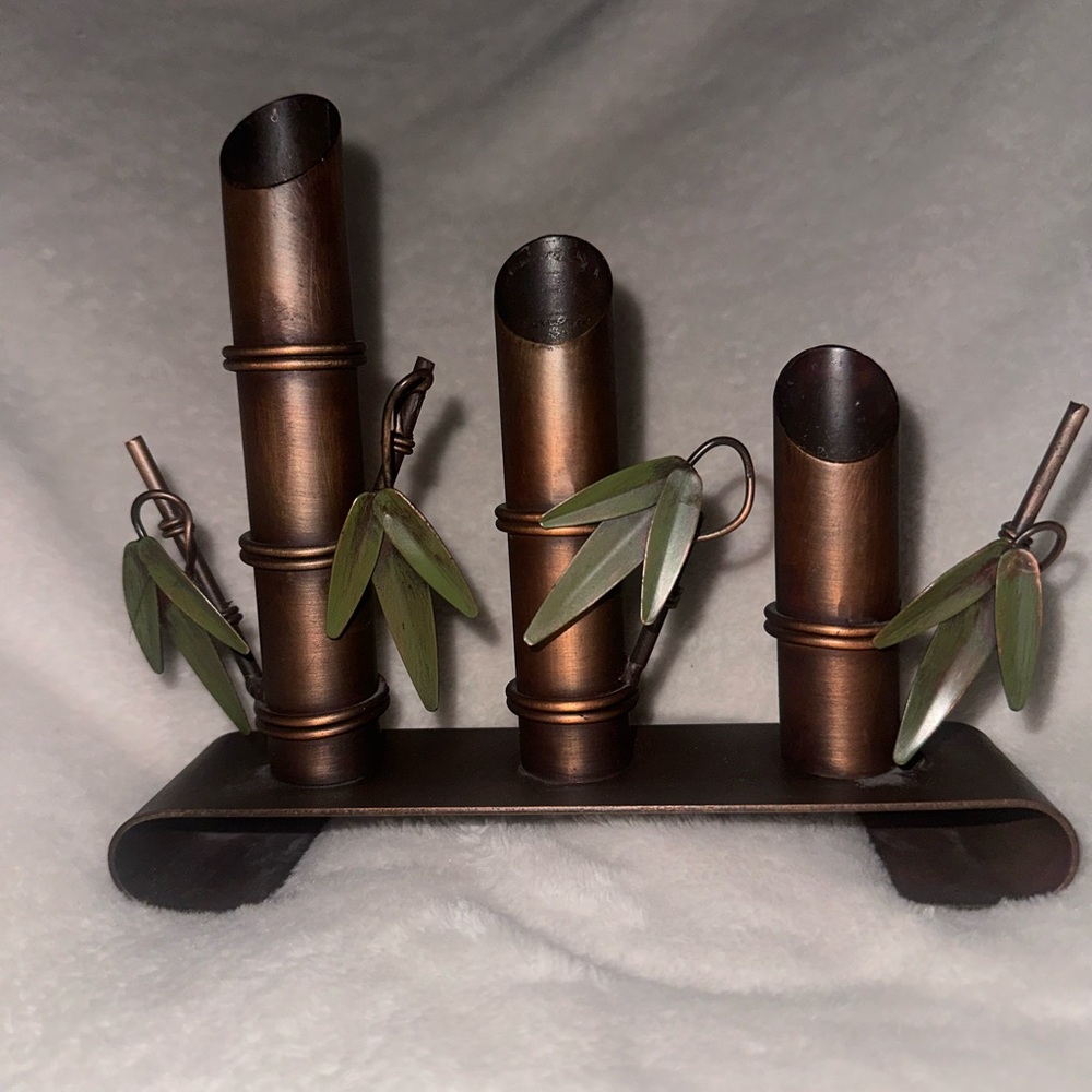 Decorative Metal Bamboo taper candle holder